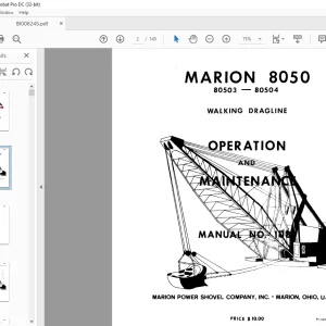 Cat Bucyrus Marion 8050 Walking Dragline Operation & Maintenance Manual 80503 - 80504 - PDF DOWNLOAD