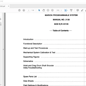 Cat Bucyrus Marion 8200 Dragline Programmable System Manual SN 23139 - PDF DOWNLOAD