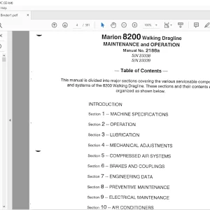 Cat Bucyrus Marion 8200 Walking Dragline Maintenance & Operation Manual SN 23338 & 23339 - PDF DOWNLOAD