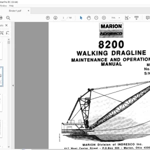 Cat Bucyrus Marion 8200 Walking Dragline Maintenance & Operation Manual SN 23351 - PDF DOWNLOAD