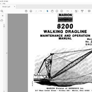 Cat Bucyrus Marion 8200 Walking Dragline Maintenance & Operation Manual SN 23351 - PDF DOWNLOAD