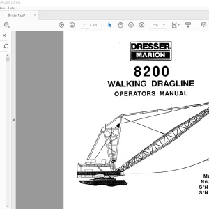 Cat Bucyrus Marion 8200 Walking Dragline Operator Manual BI006447 - PDF DOWNLOAD