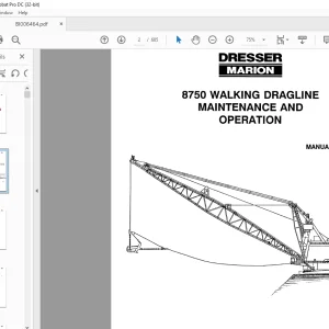 Cat Bucyrus Marion 8750 Walking Dragline Maintenance & Operation Manual BI006464 - PDF DOWNLOAD