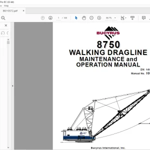 Cat Bucyrus Marion 8750 Walking Dragline Maintenance & Operation Manual BI010572 - PDF DOWNLOAD