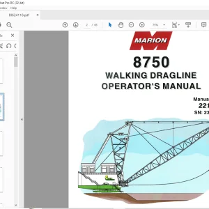 Cat Bucyrus Marion 8750 Walking Dragline Operator's Manual SN 23344 - PDF DOWNLOAD