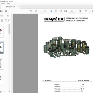 Cat Bucyrus Simplex HYDRAULIC CYLINDERS OPERATING INSTRUCTIONS Manual BI619393 - PDF DOWNLOAD