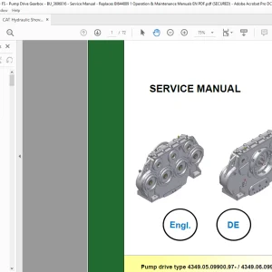 Cat Hydraulic Shovel D 60Hz E 50Hz Pump Drive Type Operation & Maintenance Manual - PDF DOWNLOAD