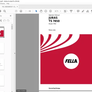 Fella Juras TS 7850 PRO Rotary Rake Operator's Manual - PDF DOWNLOAD