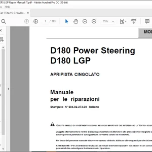 Fiat Hitachi APRIPISTA CINGOLATO D180 LGP D180 Power Steering Manuale per le riparazioni  - PDF DOWNLOAD