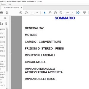 Fiat Hitachi APRIPISTA CINGOLATO FD255 Manuale per le riparazioni - PDF DOWNLOAD (Italian)