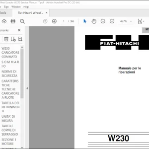 Fiat Hitachi CARICATORE GOMMATO W230 Manuale per le riparazioni - PDF DOWNLOAD (Italian)