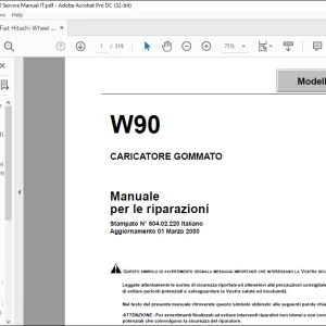 Fiat Hitachi CARICATORE GOMMATO W90 Manuale per le riparazioni - PDF DOWNLOAD (Italian)