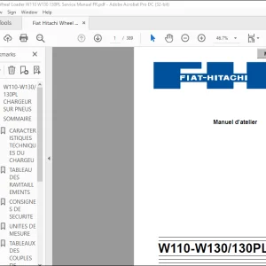 Fiat Hitachi CHARGEUR SUR W110-W130 130PL  PNEUS Manuel d’atelier - PDF DOWNLOAD