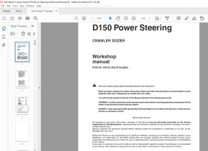 Fiat Hitachi CRAWLER DOZER D150 Power Steering Workshop Manual -  PDF DOWNLOAD