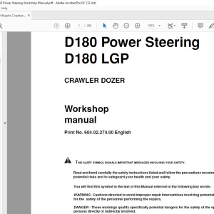 Fiat Hitachi CRAWLER DOZER D180 LGP D180 Power Steering Workshop Manual - PDF DOWNLOAD