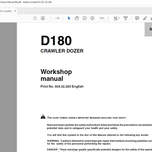 Fiat Hitachi Crawler Dozer D180 Workshop Manual - PDF DOWNLOAD