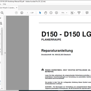 Fiat Hitachi D150 D150 LGP PLANIERRAUPE Reparaturanleitung - PDF DOWNLOAD (GERMAN)
