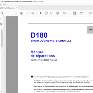 Fiat Hitachi D180 ENGIN OUVRE-PISTE CHENILLE Manuel de réparations - PDF DOWNLOAD (French)