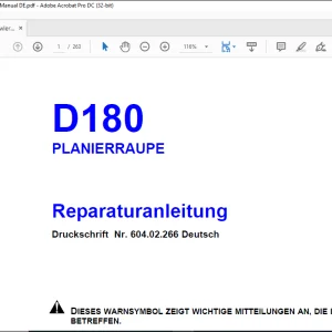 Fiat Hitachi D180 PLANIERRAUPE Reparaturanleitung - PDF DOWNLOAD (GERMAN)