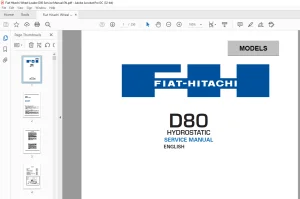Fiat Hitachi D80 HYDROSTATI Service Manual - PDF DOWNLOAD