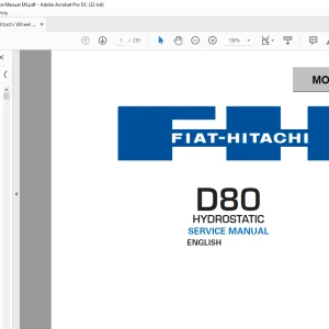 Fiat Hitachi D80 HYDROSTATI Service Manual -  PDF DOWNLOAD