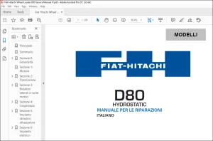 Fiat Hitachi D80 HYDROSTATIC APRIPISTA Manuale per le riparazioni - PDF DOWNLOAD