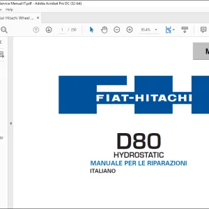 Fiat Hitachi D80 HYDROSTATIC APRIPISTA Manuale per le riparazioni - PDF DOWNLOAD