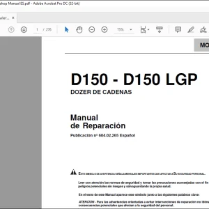 Fiat Hitachi DOZER DE CADENAS D150 D150 LGP Manual de Reparación -  PDF DOWNLOAD  (Spanish)