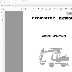 Fiat Hitachi Excavator EX165W Workshop Manual  - PDF DOWNLOAD