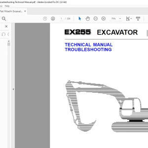 Fiat Hitachi Excavator EX255 Troubleshooting Technical Manual - PDF DOWNLOAD