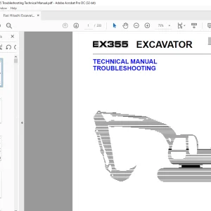 Fiat Hitachi Excavator EX355 Troubleshooting Technical Manual  - PDF DOWNLOAD