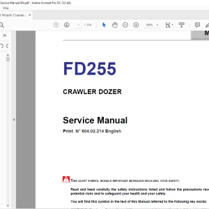 Fiat Hitachi FD255 CRAWLER DOZER Service Manual  - PDF DOWNLOAD