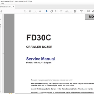 Fiat Hitachi FD30C CRAWLER DOZER Service Manual -  PDF DOWNLOAD
