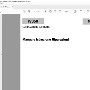 Fiat Hitachi FW 350 CARICATORE A RUOTE Manuale lstruzione Riparazioni  - PDF DOWNLOAD (ITALIAN)