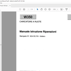 Fiat Hitachi FW450 CARICATORE A RUOTE Manuale lstruzione Riparazioni - PDF DOWNLOAD (ITALIAN)