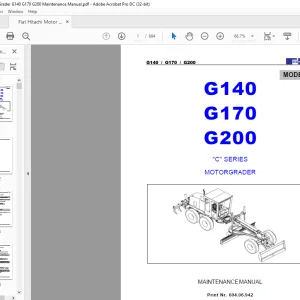 Fiat Hitachi Motor Grader C SERIES G140 G170 G200 Maintenance Manual  - PDF DOWNLOAD