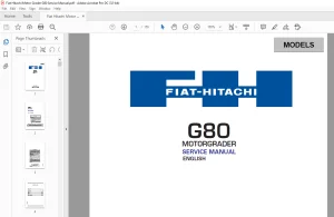Fiat Hitachi Motor Grader G80 Service Manual  - PDF DOWNLOAD