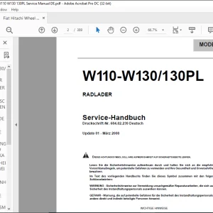 Fiat Hitachi RADLADER W110-W130 130PL Service-Handbuch - PDF DOWNLOAD (German)