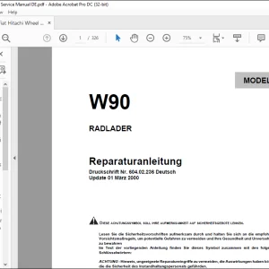 Fiat Hitachi RADLADER W90 Reparaturanleitung -  PDF DOWNLOAD (GERMAN)