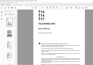 Fiat Hitachi TELEHANDLERS T13 T14 T17 Service Manual - PDF DOWNLOAD