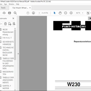 Fiat Hitachi W230 RADLADER Service-Handbuch  - PDF DOWNLOAD (German)