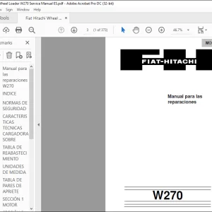 Fiat Hitachi W270 CARGADORA SOBRE RUEDAS Manual de reparación - PDF DOWNLOAD (Spanish)