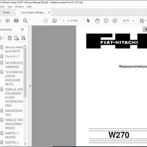 Fiat Hitachi W270 RADLADER Service-Handbuch - PDF DOWNLOAD (German)
