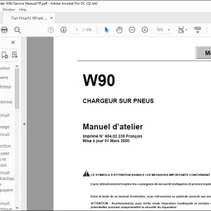 Fiat Hitachi W90 CHARGEUR SUR PNEUS Manuel d’atelier - PDF DOWNLOAD (French)