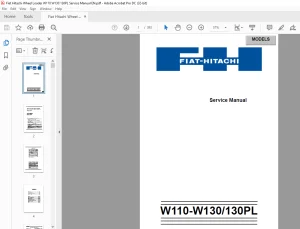 Fiat Hitachi WHEEL LOADER W110-W130 130PL Service Manual - PDF DOWNLOAD