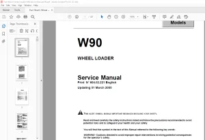 Fiat Hitachi WHEEL LOADER W90 Excavator Service Manual - PDF DOWNLOAD