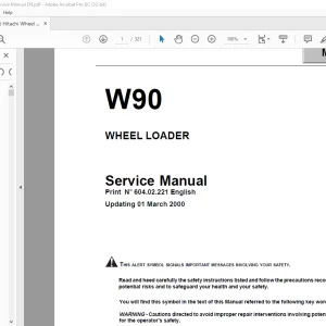 Fiat Hitachi WHEEL LOADER W90 Excavator Service Manual - PDF DOWNLOAD