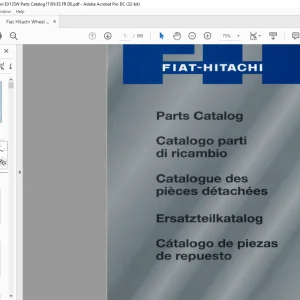Fiat Hitachi Wheel Excavator EX135W Parts Catalog IT EN ES FR DE - PDF DOWNLOAD