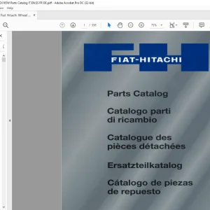 Fiat Hitachi Wheel Excavator EX165W Parts Catalog Manual IT EN ES FR DE  - PDF DOWNLOAD