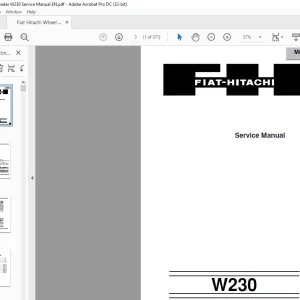 Fiat Hitachi Wheel Loader W230 Service Manual  - PDF DOWNLOAD